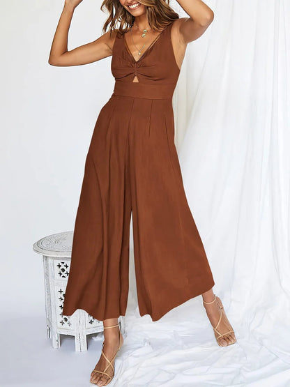 Last Day Promotion 49% OFF😍-V Neck Cutout High-Waist Jumpsuits(Buy 2 free shipping)