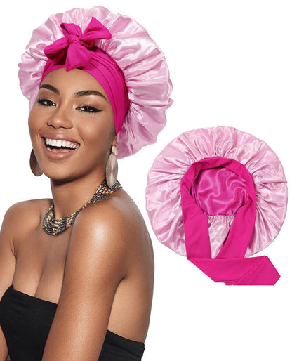🔥LAST DAY SALE 49% OFF🔥Double Layered Satin Night Caps, Hair Care Silk-Like Bonnet Sleeping Hat