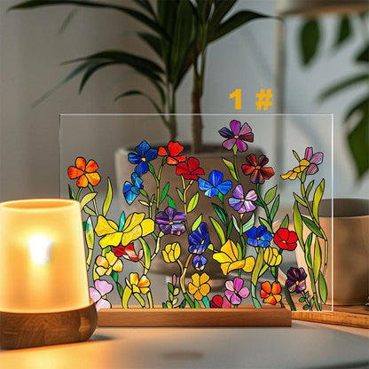 🌷🌼2024 NEW🌻🌺Painted Colorful Flower Pattern Imitation Glass Acrylic Decor💖Buy 3 Get 10% OFF & Free Shipping