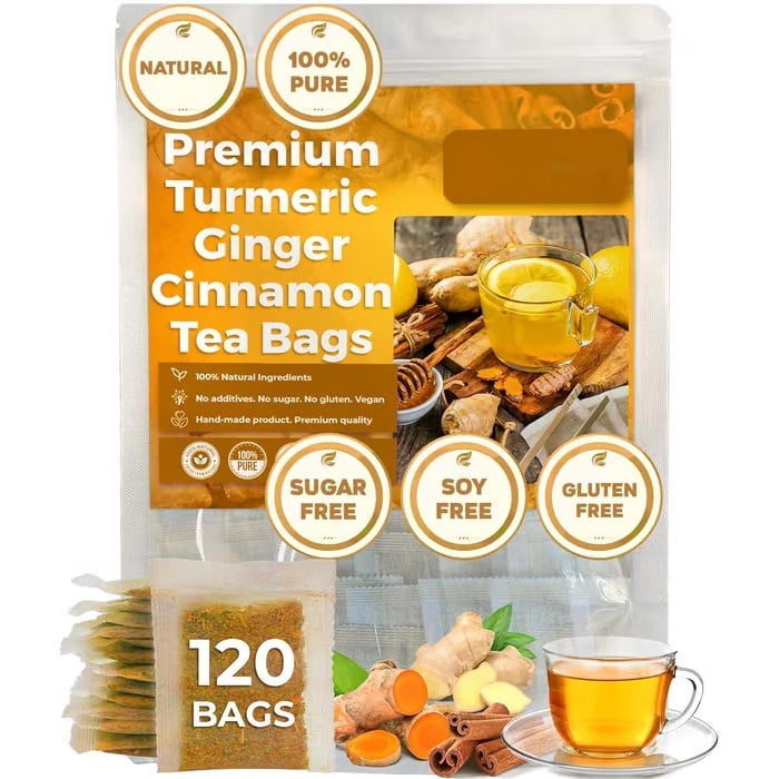 🔥Last day clearance💝100% Natural Turmeric Ginger Cinnamon Tea