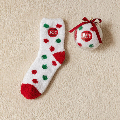 🎁Last Day 49%--🔥 Coral Fleece Socks in a Gift Box Christmas Ball
