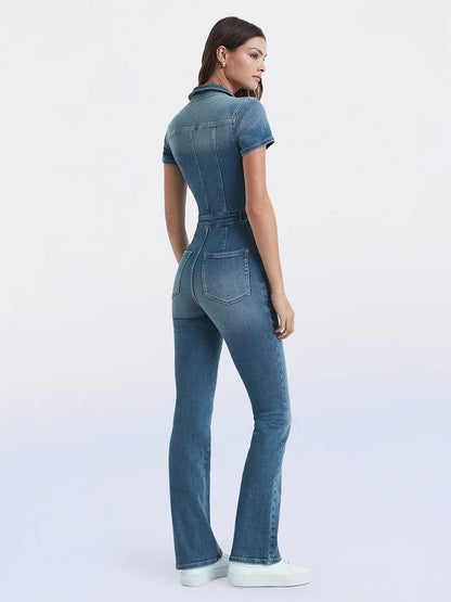 🔥Last Day Promotion 49% OFF-Skinny Bootcut Denim Jumpsuit