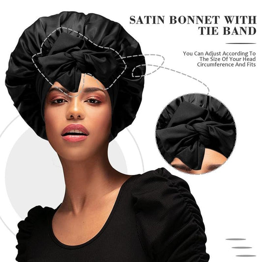 🔥LAST DAY SALE 49% OFF🔥Double Layered Satin Night Caps, Hair Care Silk-Like Bonnet Sleeping Hat