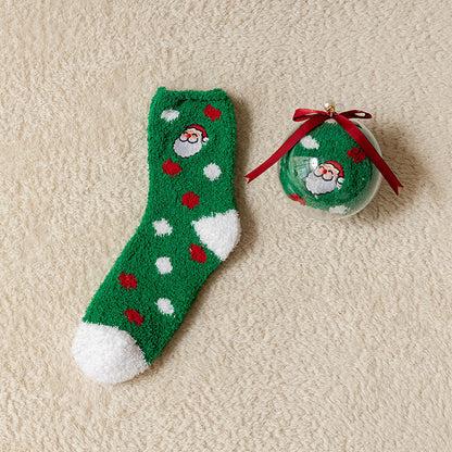 🎁Last Day 49%--🔥 Coral Fleece Socks in a Gift Box Christmas Ball