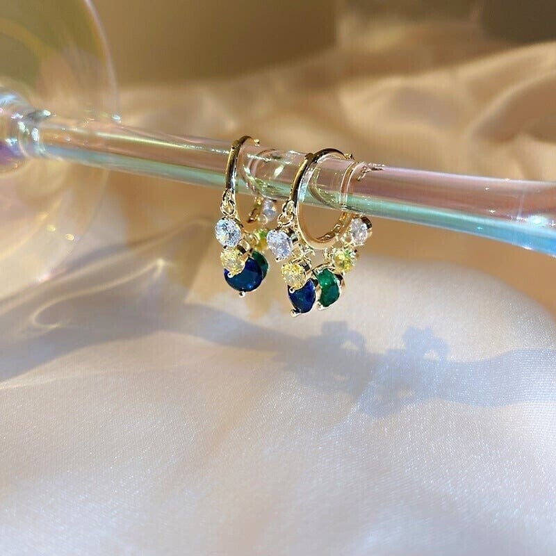 Shiny Colorful Zircon Drop Earrings