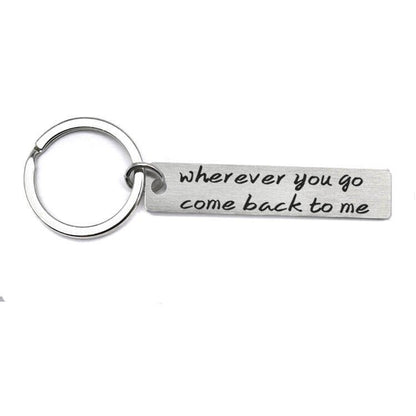 "Wherever you go come back to me"Cute Keychain-- A personalised new year gift for him/her