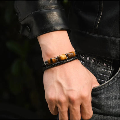 To My Son - Tiger's Eye Protection Leather Bracelet