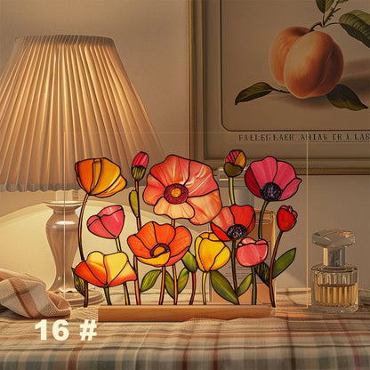 🌷🌼2024 NEW🌻🌺Painted Colorful Flower Pattern Imitation Glass Acrylic Decor💖Buy 3 Get 10% OFF & Free Shipping
