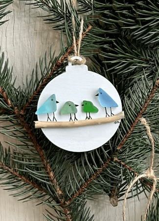 🔥HOT SALE 49% OFF🔥Handmade Family of Sea Glass Birds Christmas Ornament🌊