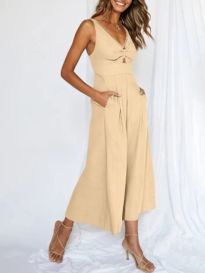 Last Day Promotion 49% OFF😍-V Neck Cutout High-Waist Jumpsuits(Buy 2 free shipping)