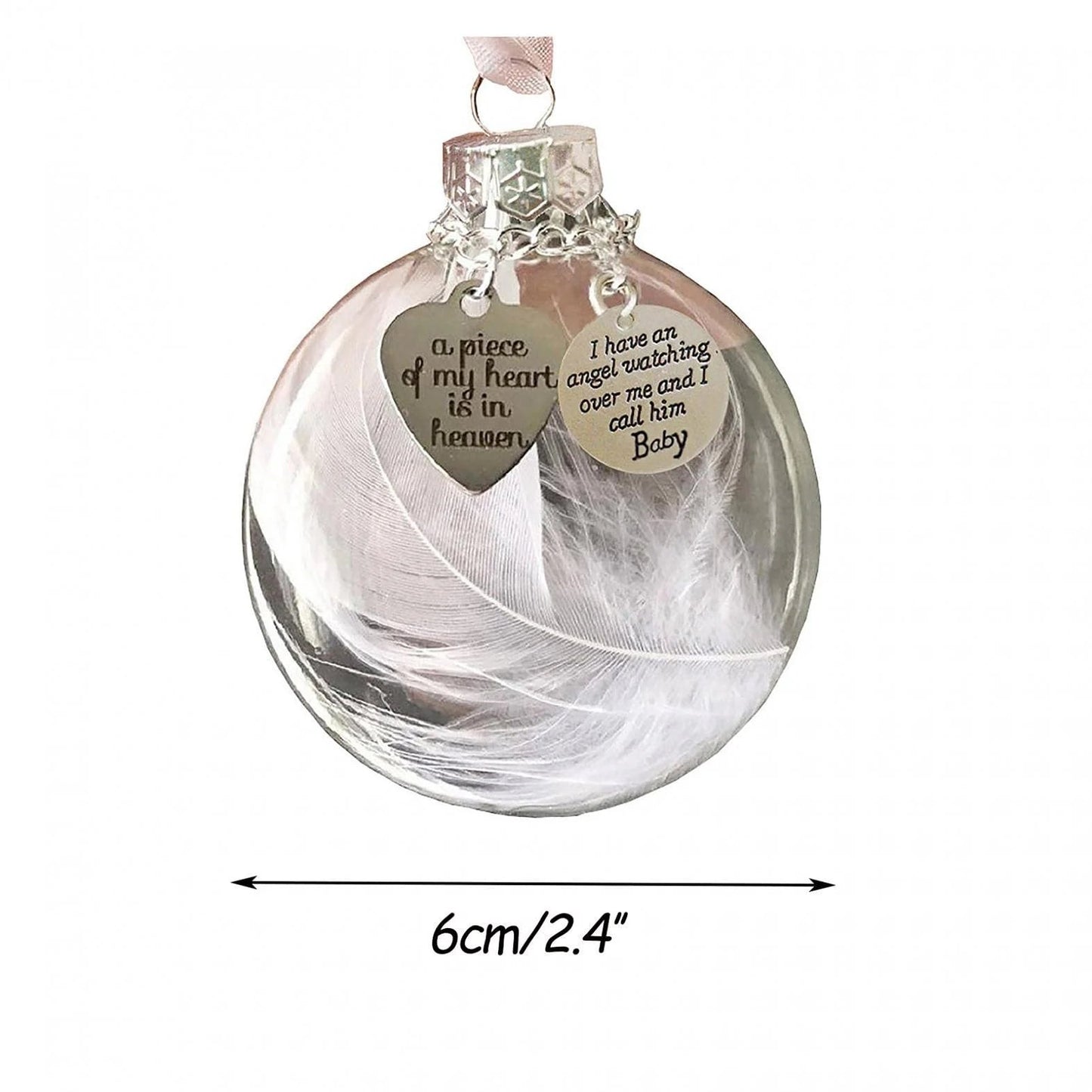 🔥LAST DAY 49% OFF - 💖"A Piece of My Heart Is In Heaven" Feather Ball Memorial Ornament