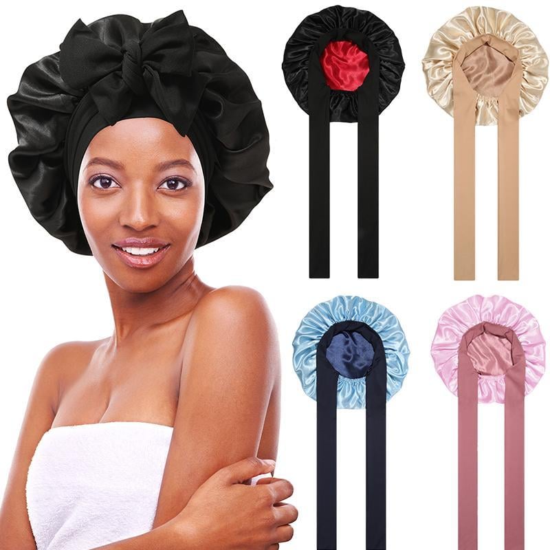 🔥LAST DAY SALE 49% OFF🔥Double Layered Satin Night Caps, Hair Care Silk-Like Bonnet Sleeping Hat