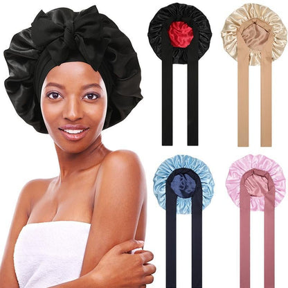 🔥LAST DAY SALE 49% OFF🔥Double Layered Satin Night Caps, Hair Care Silk-Like Bonnet Sleeping Hat