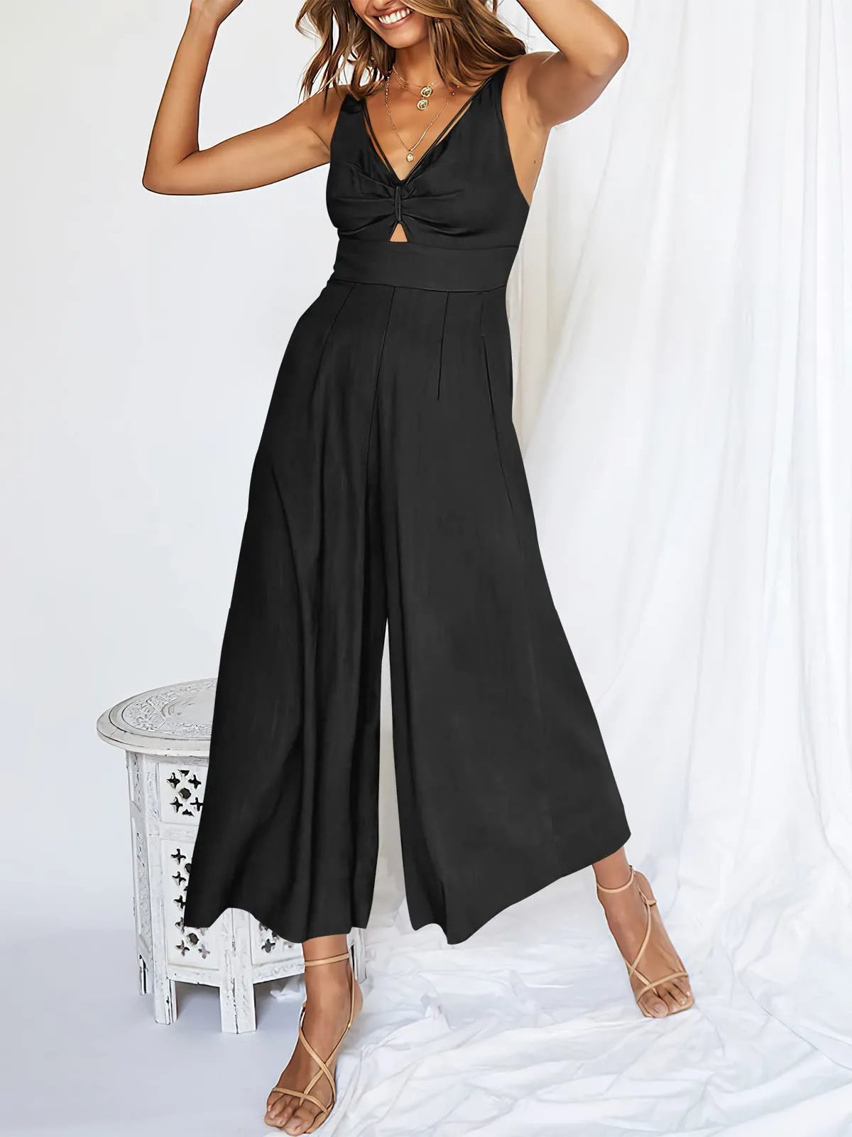 Last Day Promotion 49% OFF😍-V Neck Cutout High-Waist Jumpsuits(Buy 2 free shipping)