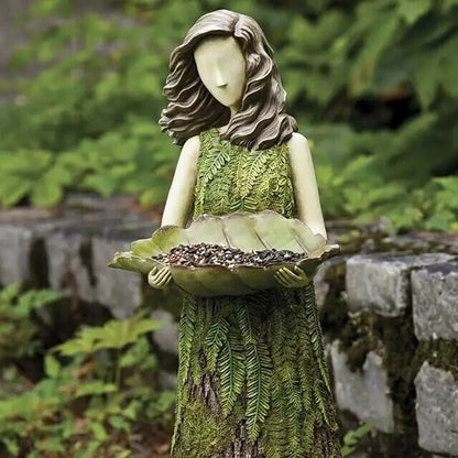 Sherwood Fern Fairy Statuary with Bird Feeder