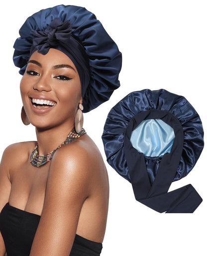 🔥LAST DAY SALE 49% OFF🔥Double Layered Satin Night Caps, Hair Care Silk-Like Bonnet Sleeping Hat