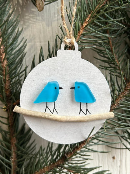 🔥HOT SALE 49% OFF🔥Handmade Family of Sea Glass Birds Christmas Ornament🌊