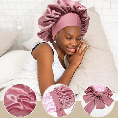 🔥LAST DAY SALE 49% OFF🔥Double Layered Satin Night Caps, Hair Care Silk-Like Bonnet Sleeping Hat