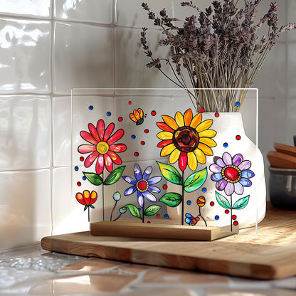 🌷🌼2024 NEW🌻🌺Painted Colorful Flower Pattern Imitation Glass Acrylic Decor💖Buy 3 Get 10% OFF & Free Shipping