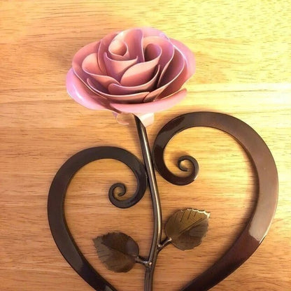🔥Last Day 49% OFF-Romantic Gift Red Metal Rose with Heart-Shaped Stand