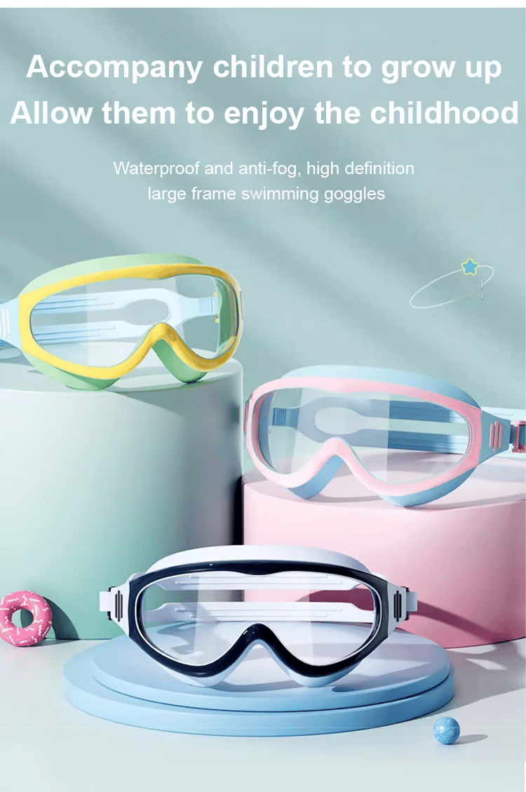 HD children's large frame waterproof and anti-fog swimming goggles