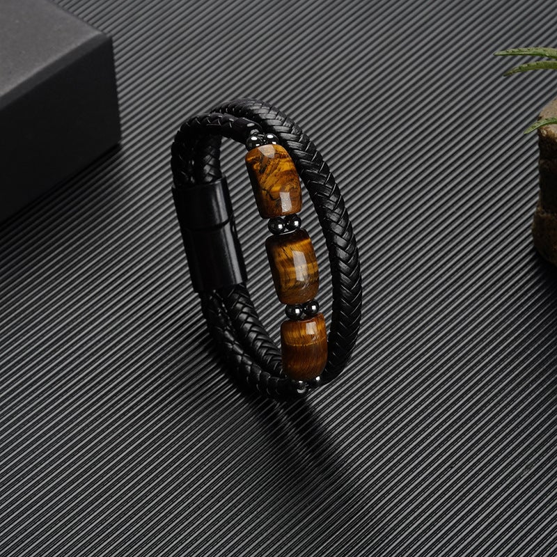 To My Son - Tiger's Eye Protection Leather Bracelet