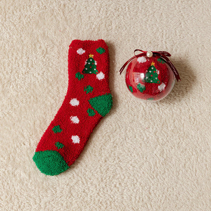 🎁Last Day 49%--🔥 Coral Fleece Socks in a Gift Box Christmas Ball