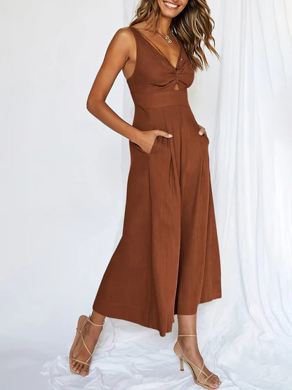 Last Day Promotion 49% OFF😍-V Neck Cutout High-Waist Jumpsuits(Buy 2 free shipping)
