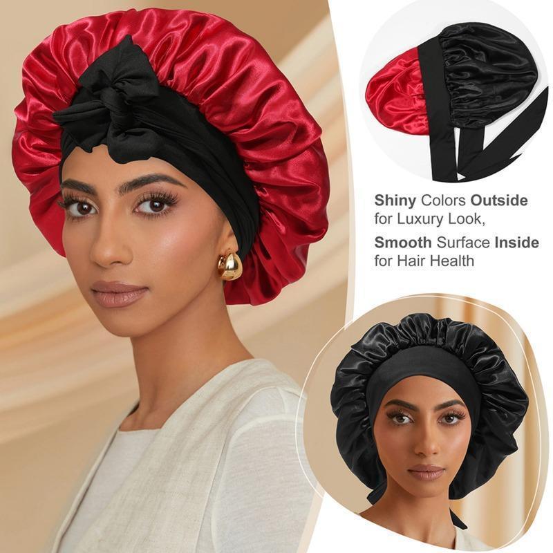 🔥LAST DAY SALE 49% OFF🔥Double Layered Satin Night Caps, Hair Care Silk-Like Bonnet Sleeping Hat