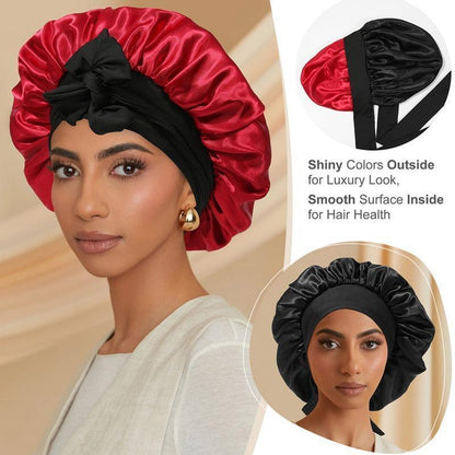 🔥LAST DAY SALE 49% OFF🔥Double Layered Satin Night Caps, Hair Care Silk-Like Bonnet Sleeping Hat