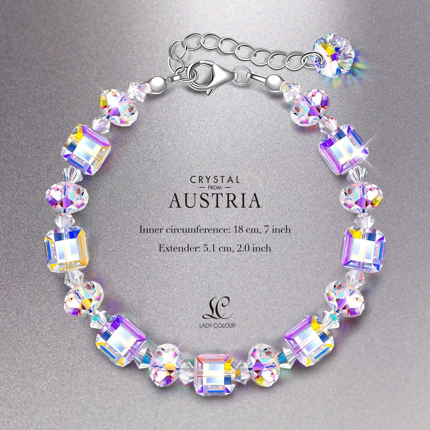🎁LAST DAY 49% OFF - 💖A Little Romance💖 Sterling Silver Northern Lights Crystals Bracele