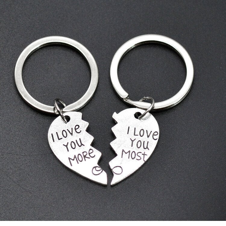 "I Love You More/Most The End I Win"💞Heart Keychain💞-- A personalised gift for him/her